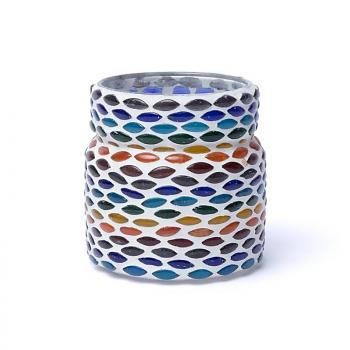 Mosaik Chakra Farben - Teelichtglas Ø 7 cm