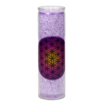 Blume des Lebens violett - Stearin Duftkerze im Glas