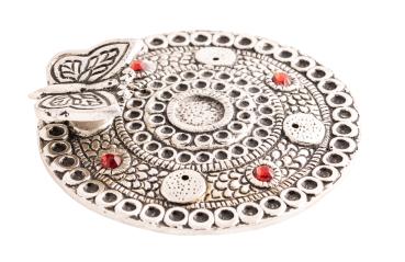 Kunstvoller Schmetterling mit Steinen - Räucherstäbchen- & Kegelhalter Metall - Berk