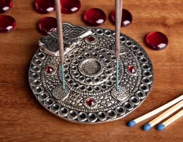 Kunstvoller Schmetterling mit Steinen - Räucherstäbchen- & Kegelhalter Metall - Berk