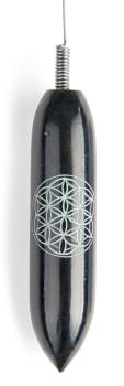 Schwarzer SpecksteinTensor mit Blume des Lebens - Berk