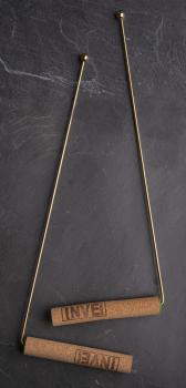 Wünschelrute mit Korkgriff & vergoldeten Kugelenden - Messing, 35 cm - Berk