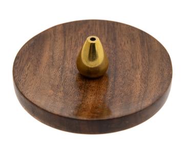 Noblesse Messinghalter mit Holzschale - Räucherstäbchenhalter - Berk