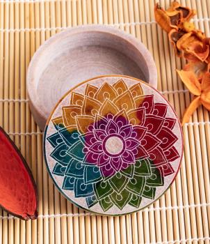 Schatulle Mandala groß - Speckstein Döschen - Berk