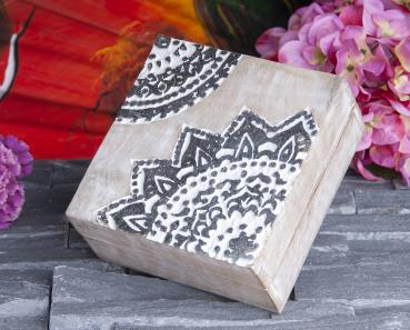 Mandala Silberbox klein - Mangoholz - Berk