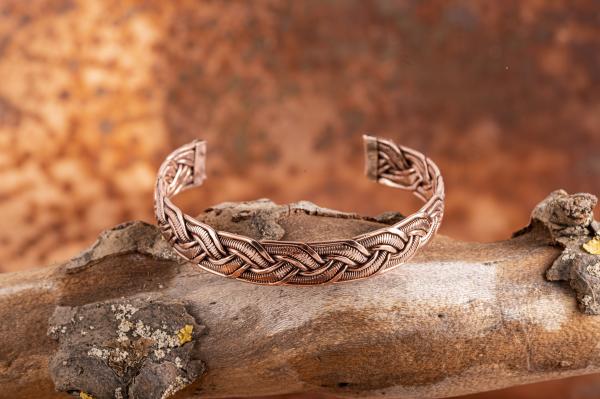 Geflochtener Kupferarmreif breit - Berk