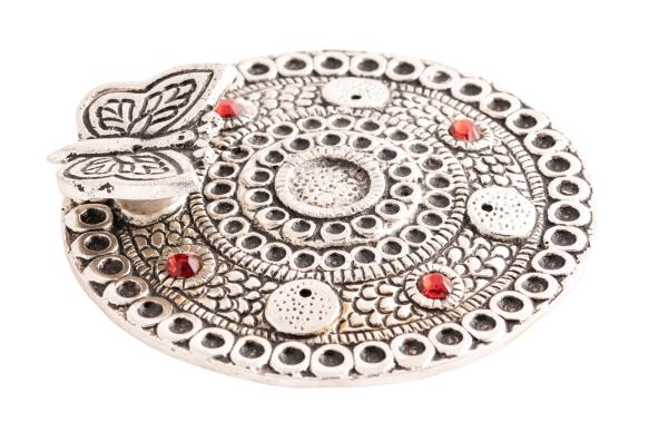 Kunstvoller Schmetterling mit Steinen - Räucherstäbchen- & Kegelhalter Metall - Berk