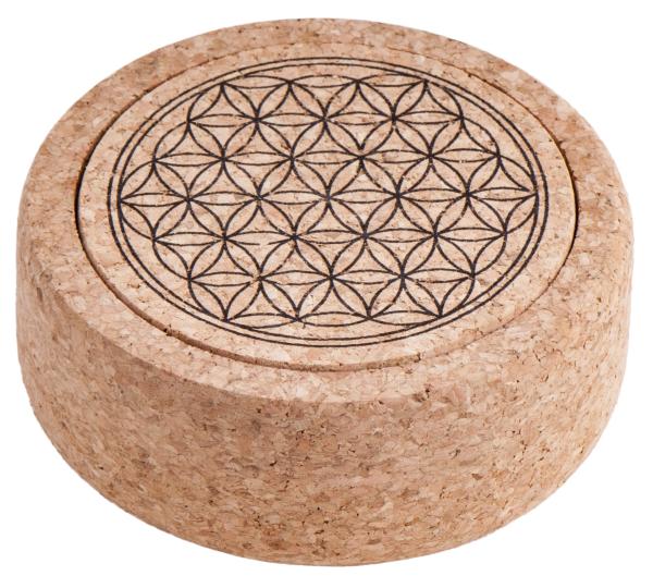 Blume des Lebens 6er Set mit Aufsteller - Untersetzer aus Kork Ø 9 cm - Berk