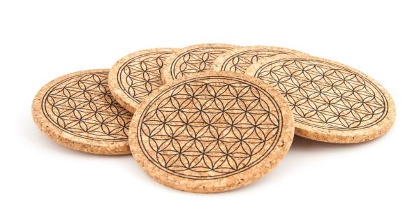 Blume des Lebens 6er Set - Untersetzer aus Kork Ø 9 cm - Berk