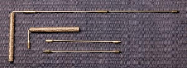Winkelrute 3-teilig zum Reisen mit Tasche - Messing, paarweise 39 cm - Berk