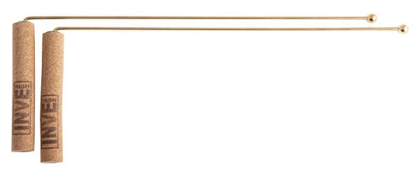 Wünschelrute mit Korkgriff & vergoldeten Kugelenden - Messing, 35 cm - Berk