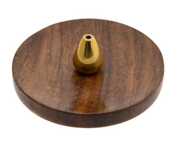 Noblesse Messinghalter mit Holzschale - Räucherstäbchenhalter - Berk