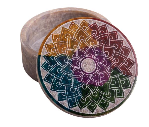 Schatulle Mandala klein - Speckstein Döschen - Berk