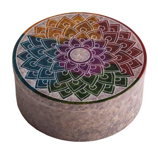Schatulle Mandala klein - Speckstein Döschen - Berk