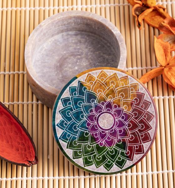 Schatulle Mandala klein - Speckstein Döschen - Berk