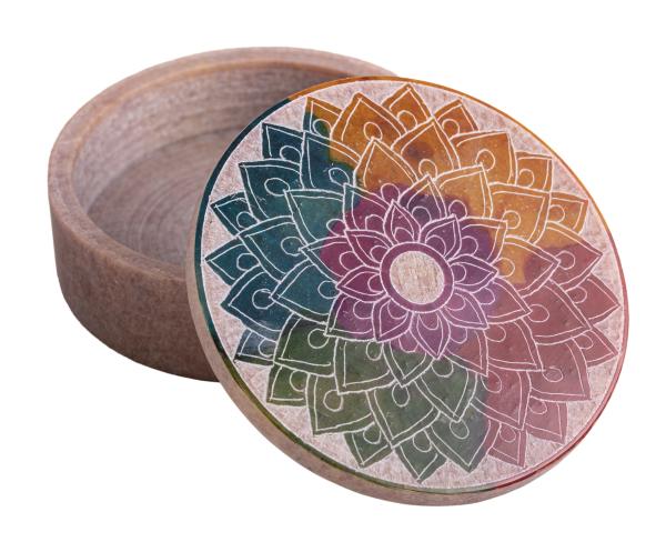 Schatulle Mandala groß - Speckstein Döschen - Berk