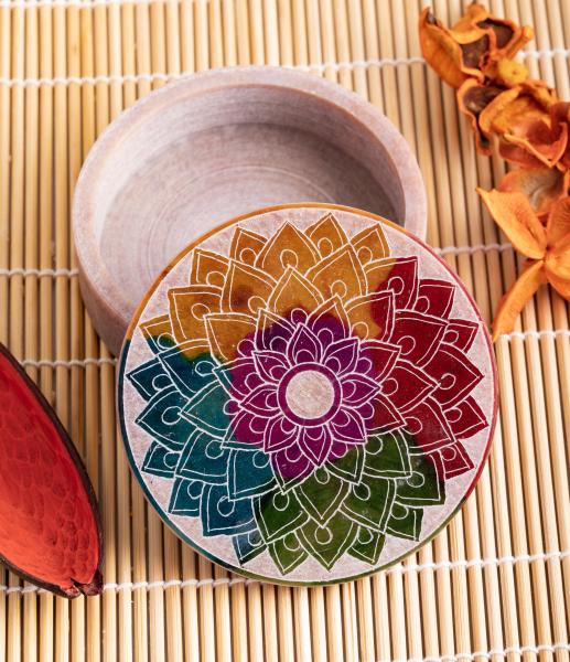 Schatulle Mandala groß - Speckstein Döschen - Berk