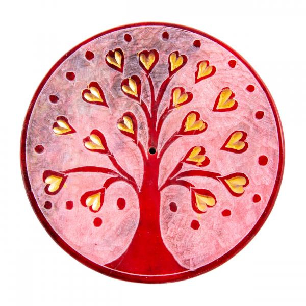 Lebensbaum mit Herzchen rot - Räucherstäbchenhalter aus Speckstein - Berk