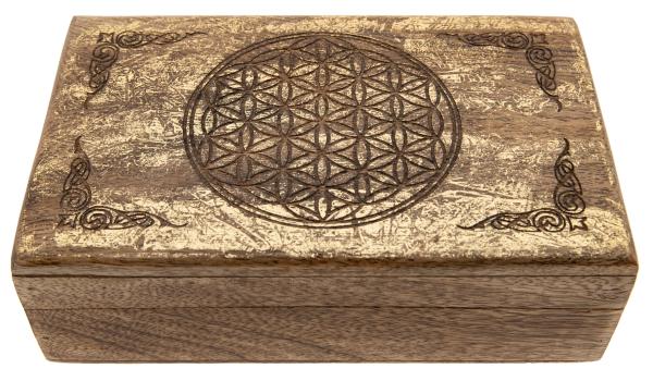Blume des Lebens Holzbox mit Goldverzierung - Berk