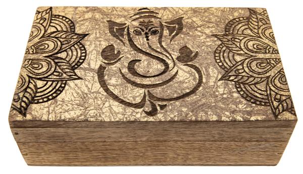 Ganesha Holzbox mit Goldverzierung - Berk