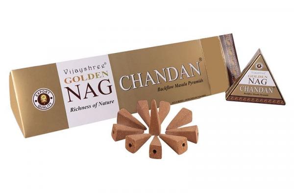 Chandan Golden Nag - Premium Rückflussräucherkegel - Vijayshree Fragrance