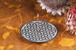 Blume des Lebens schwarz & rund - Räucherstäbchenhalter Speckstein Berk