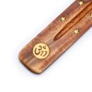 OM - Handarbeit aus Indien Räucherstäbchenhalter Holz & Messing Yogi & Yogini
