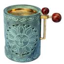 Höhenverstellbares Specksteinstövchen Sonne in anthrazit - Siebräuchergefäß - einzigARTig frieda